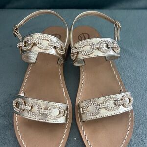 Enrico Derosa leather Strap Sandal crystal embellishment Size 8